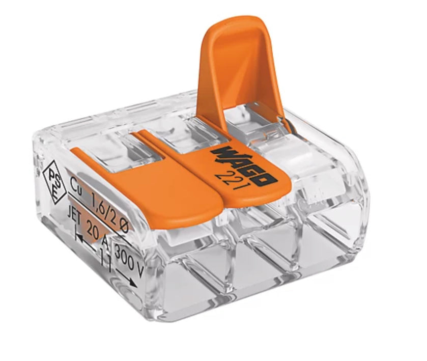 WAGO 3-Port Lever Connectors (Pack of 50)
221-413